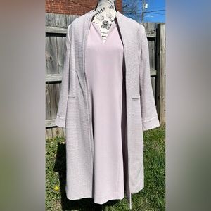 Lavender sleeveless shesth dress with long sleeve tweed jacket. Size 8